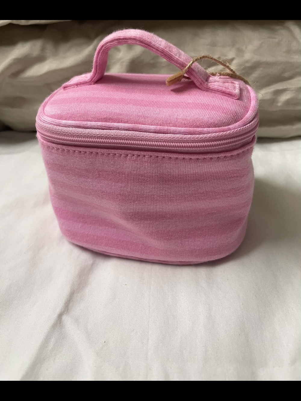 Brandy Melville Pink Striped Travel Cosmetic Bag
